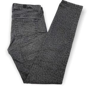 Kut from the Kloth gray leopard Diana Skinny stretch jeans Sz 2 light distressed